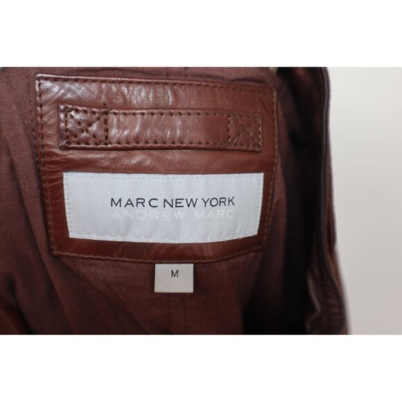Marc New York Andrew Marc Mens Leather Jacket Size M Full-Zip Front With Pockets - Picture 4 of 16